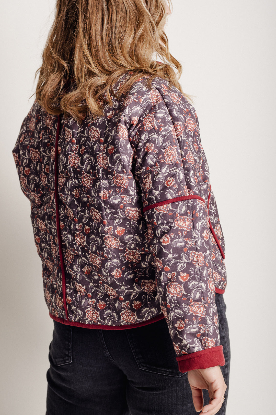 Navy Floral Quilted Jacket