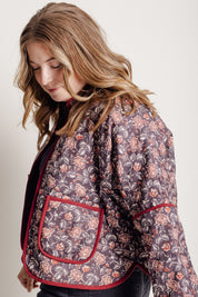 Navy Floral Quilted Jacket