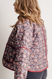 Navy Floral Quilted Jacket