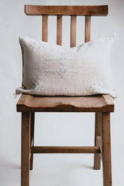 Cactus Silk Pillow - Turquoise & Cream