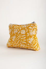 Mustard Floral Quilted Pouch