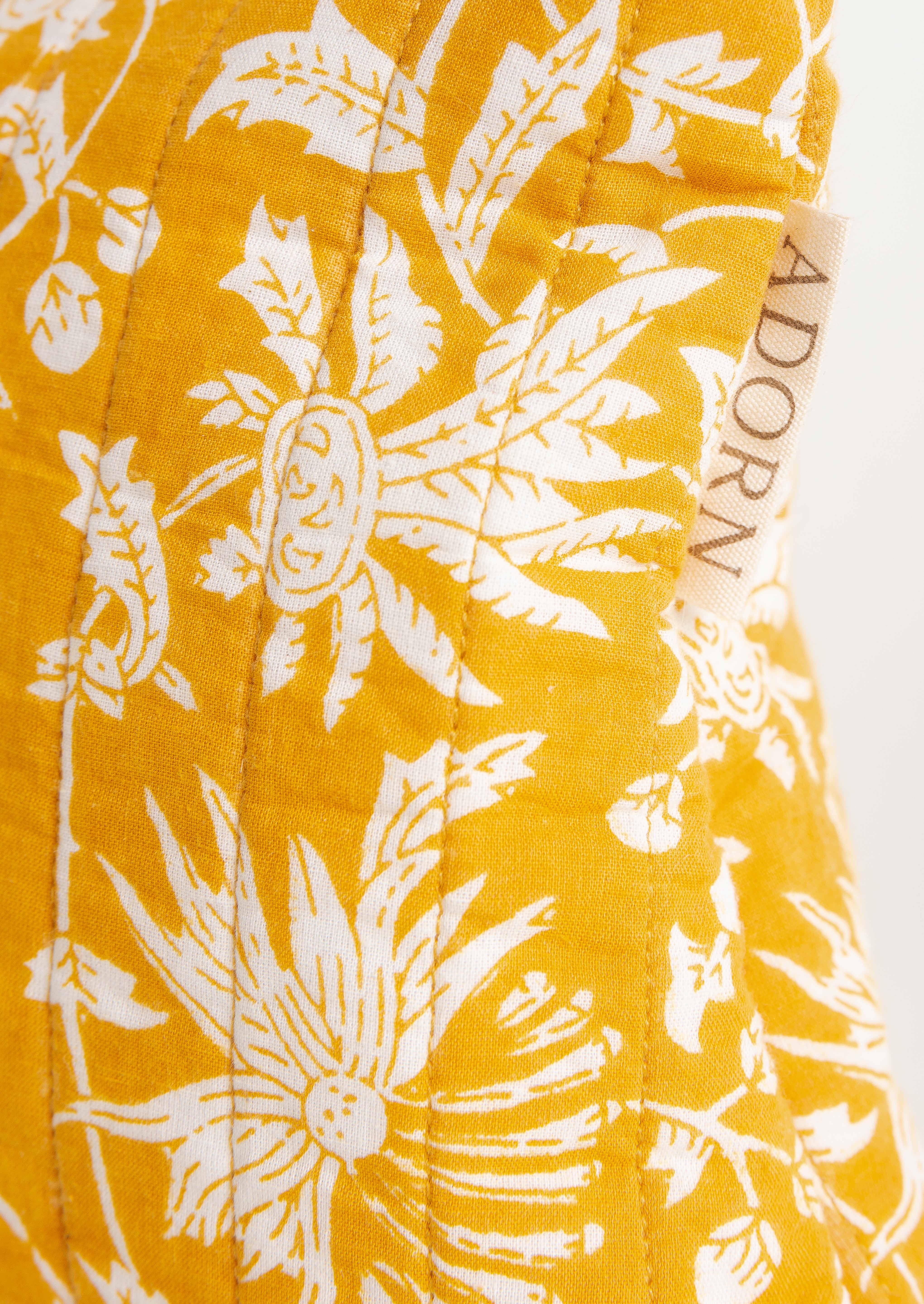 Mustard Floral Quilted Pouch