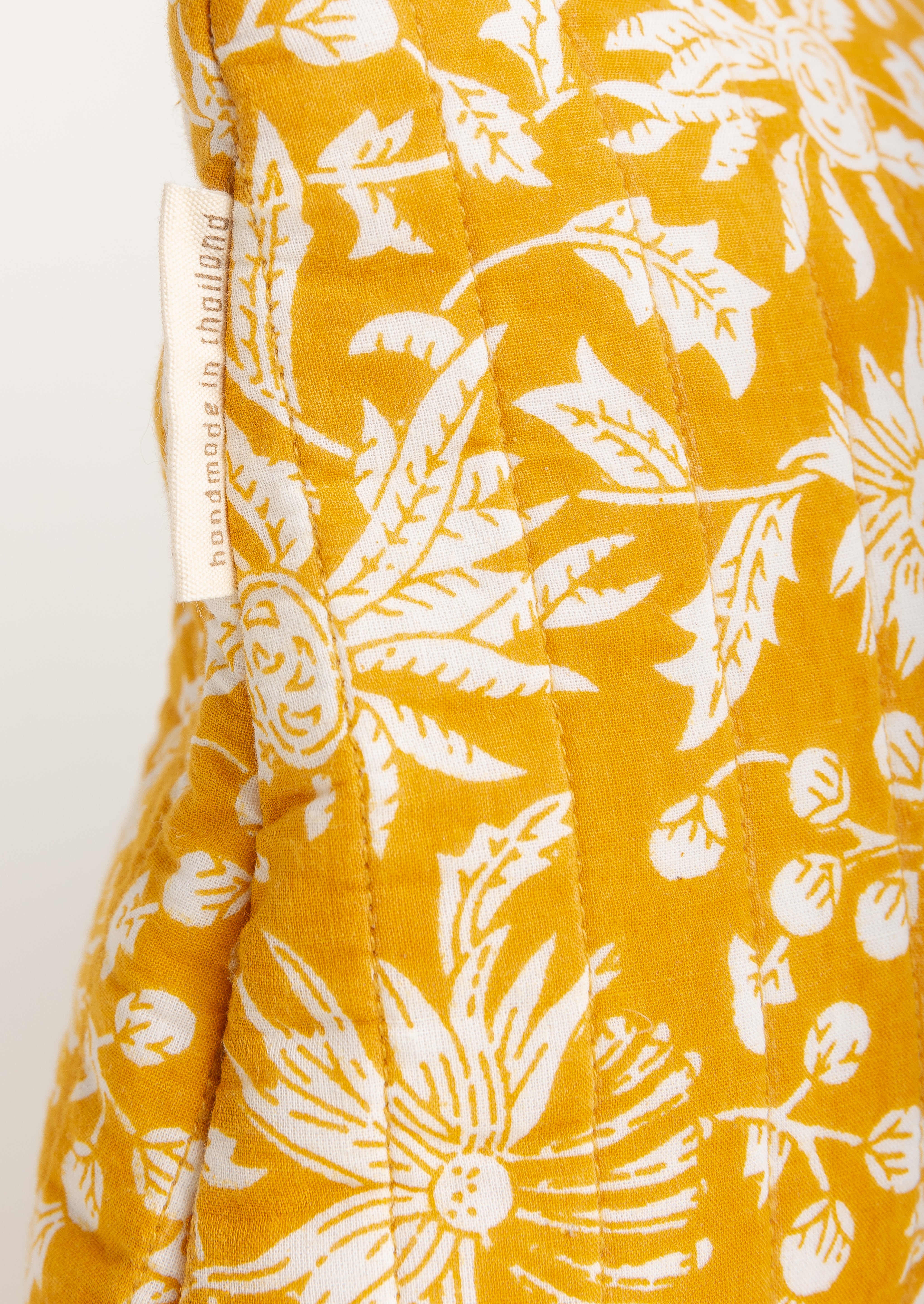 Mustard Floral Quilted Pouch