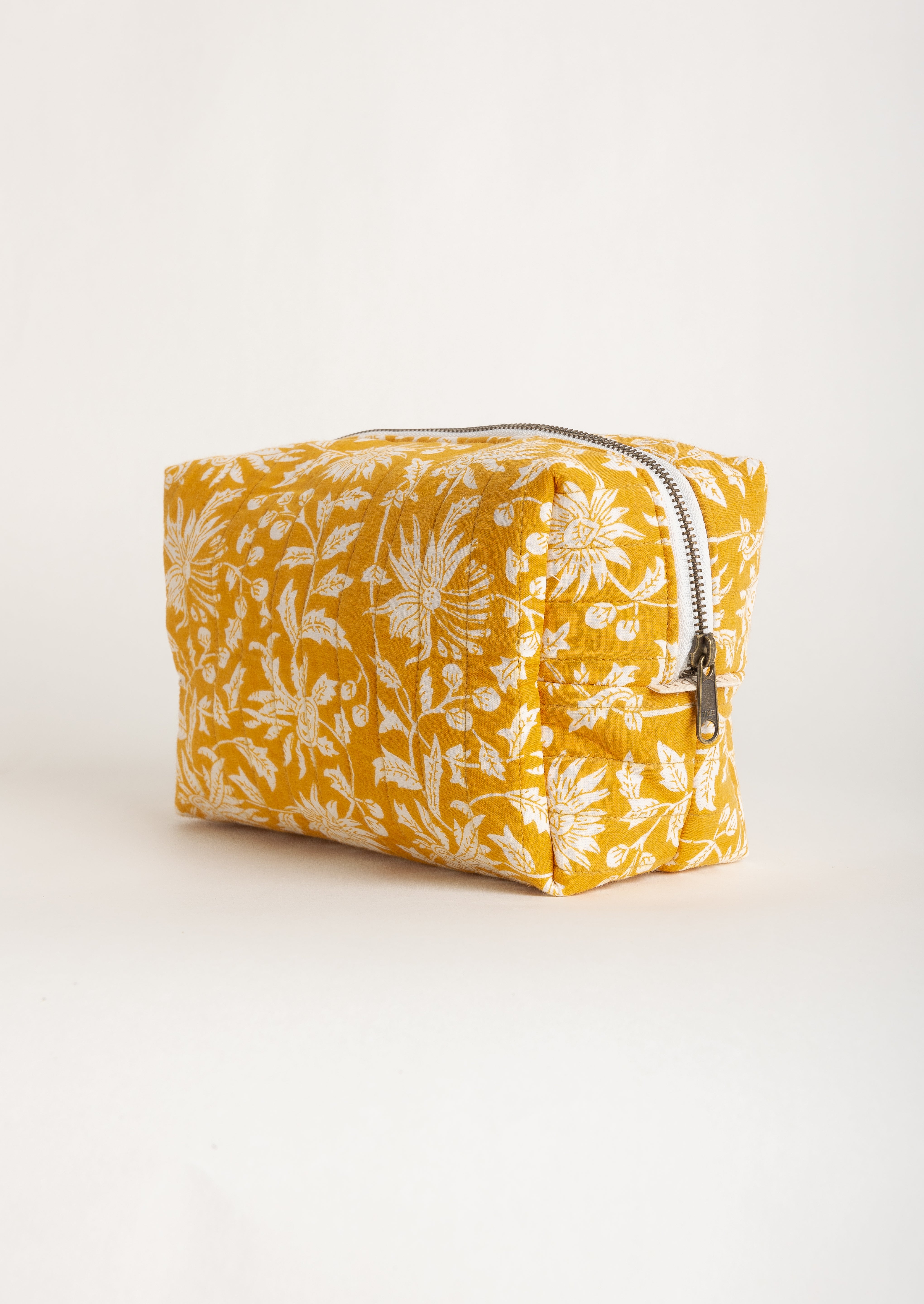 Mustard Floral Quilted Pouch