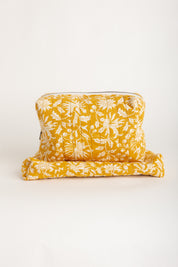Mustard Floral Quilted Pouch