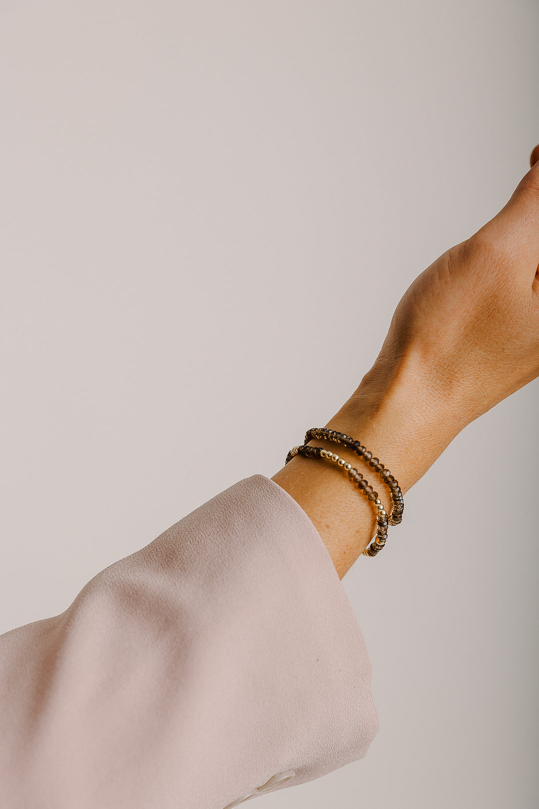 Gold & Smokey Quartz Stretchy Bracelet