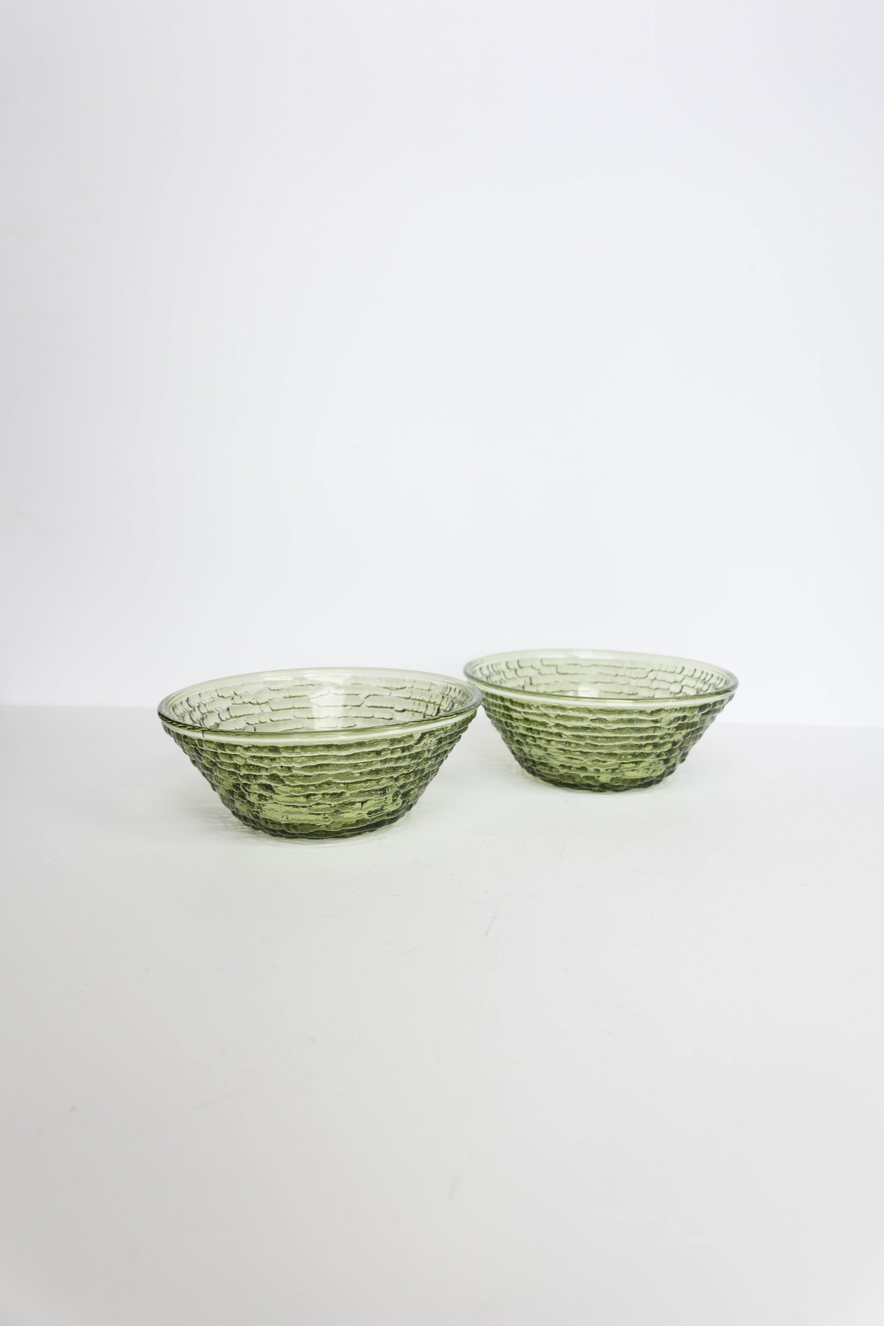 Vintage Green Glass Dessert Bowls - Set of 2