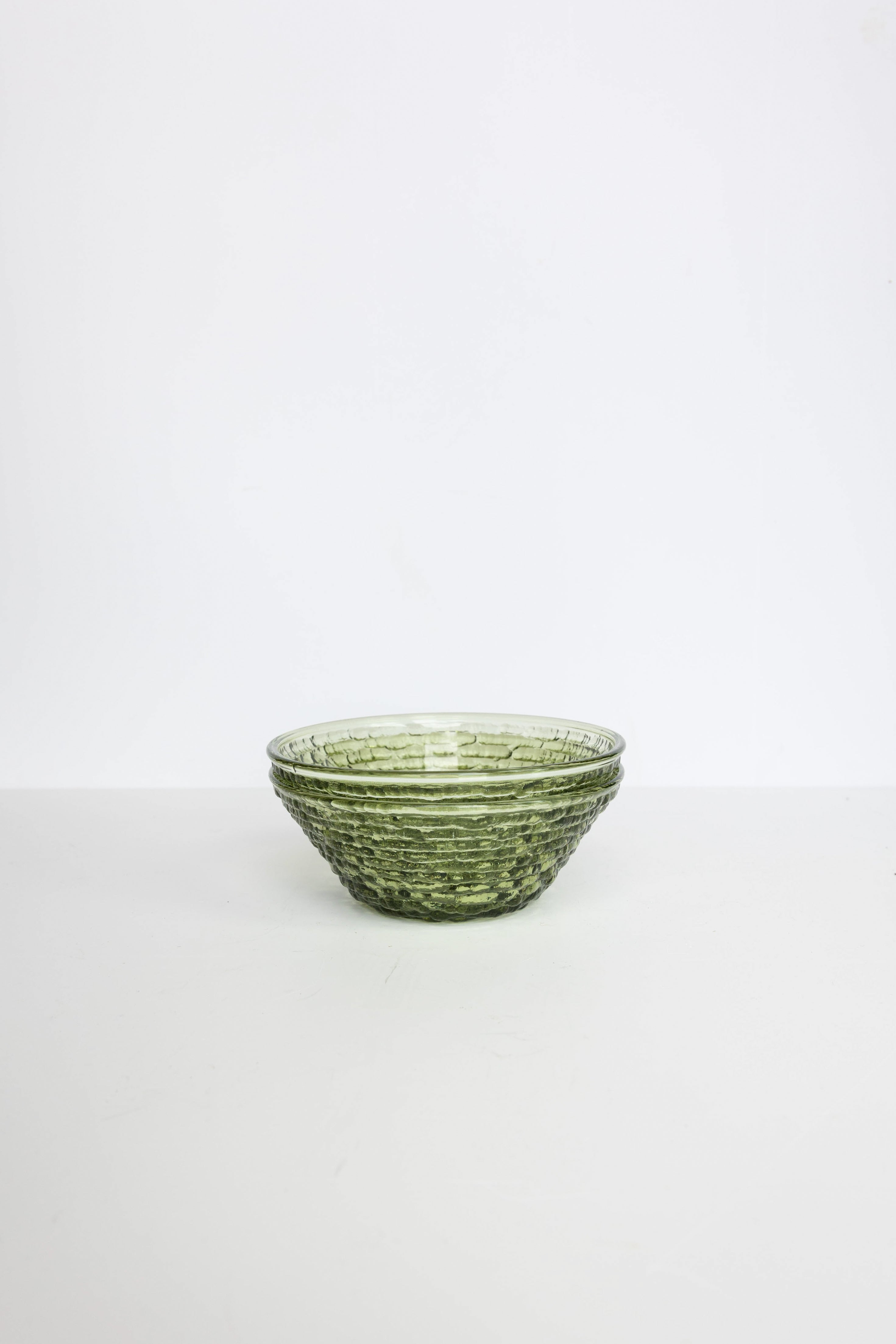 Vintage Green Glass Dessert Bowls - Set of 2