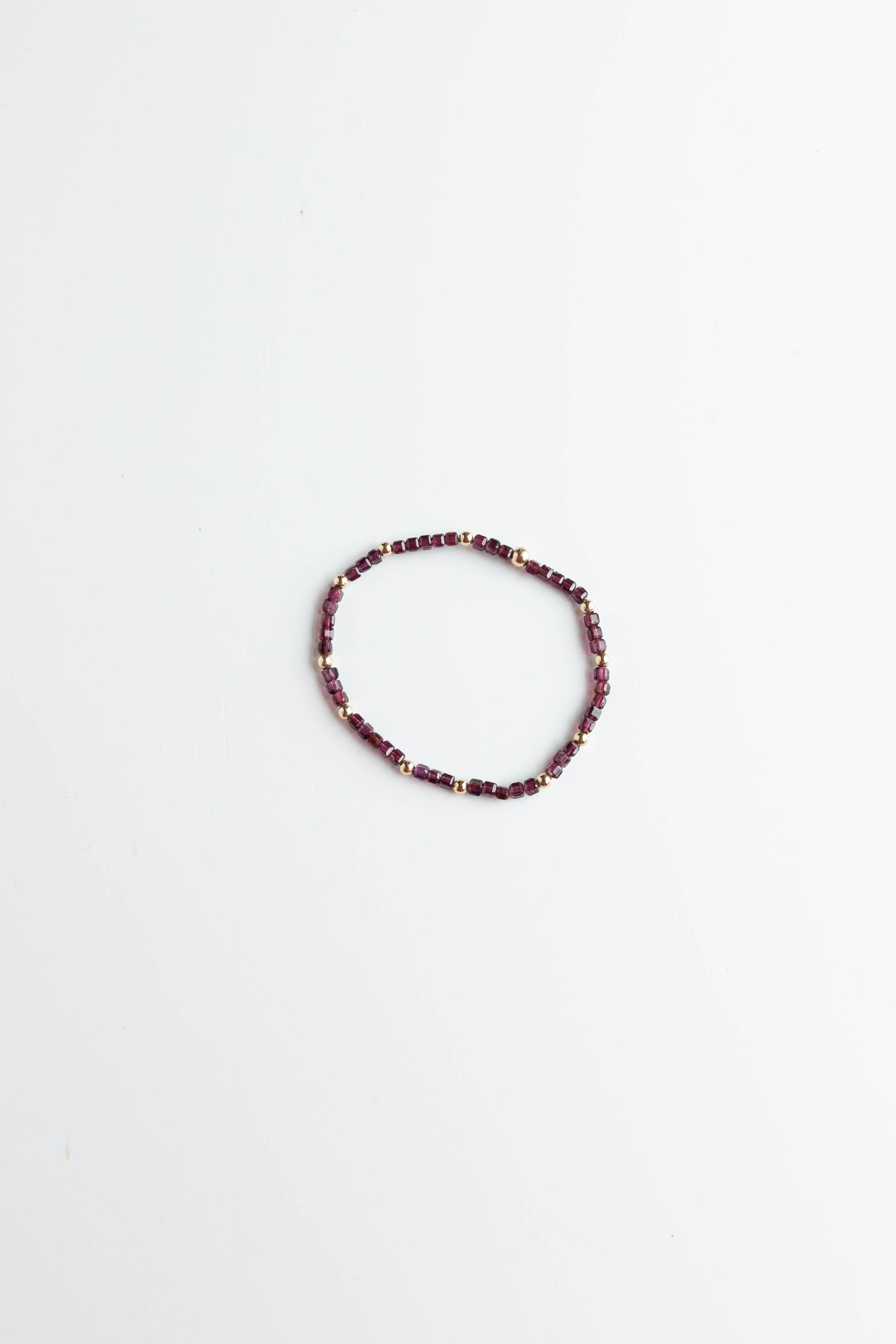 Gold & Purple Garnet Stretchy Bracelet