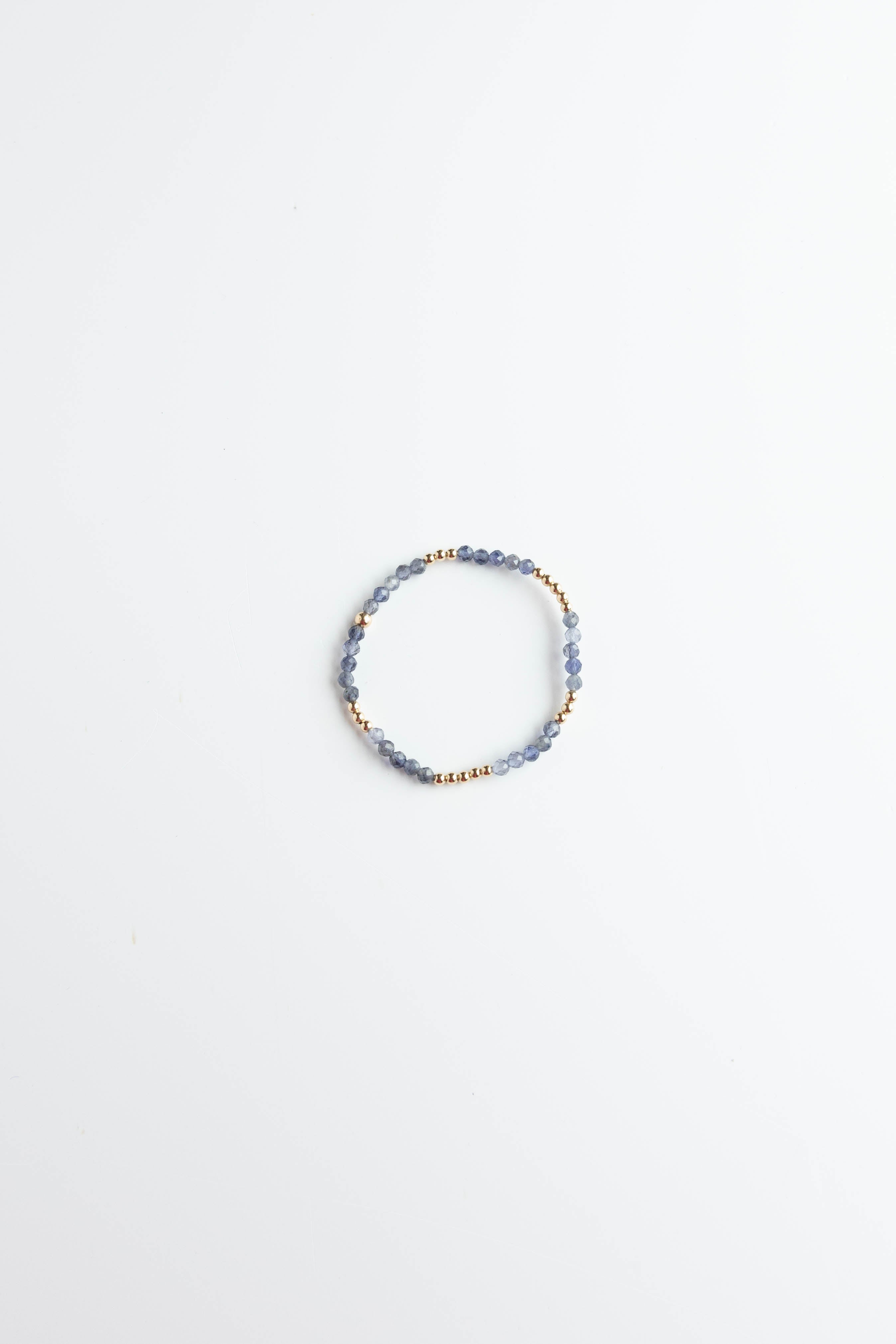 Gold & Blue Lolite Stretchy Bracelet