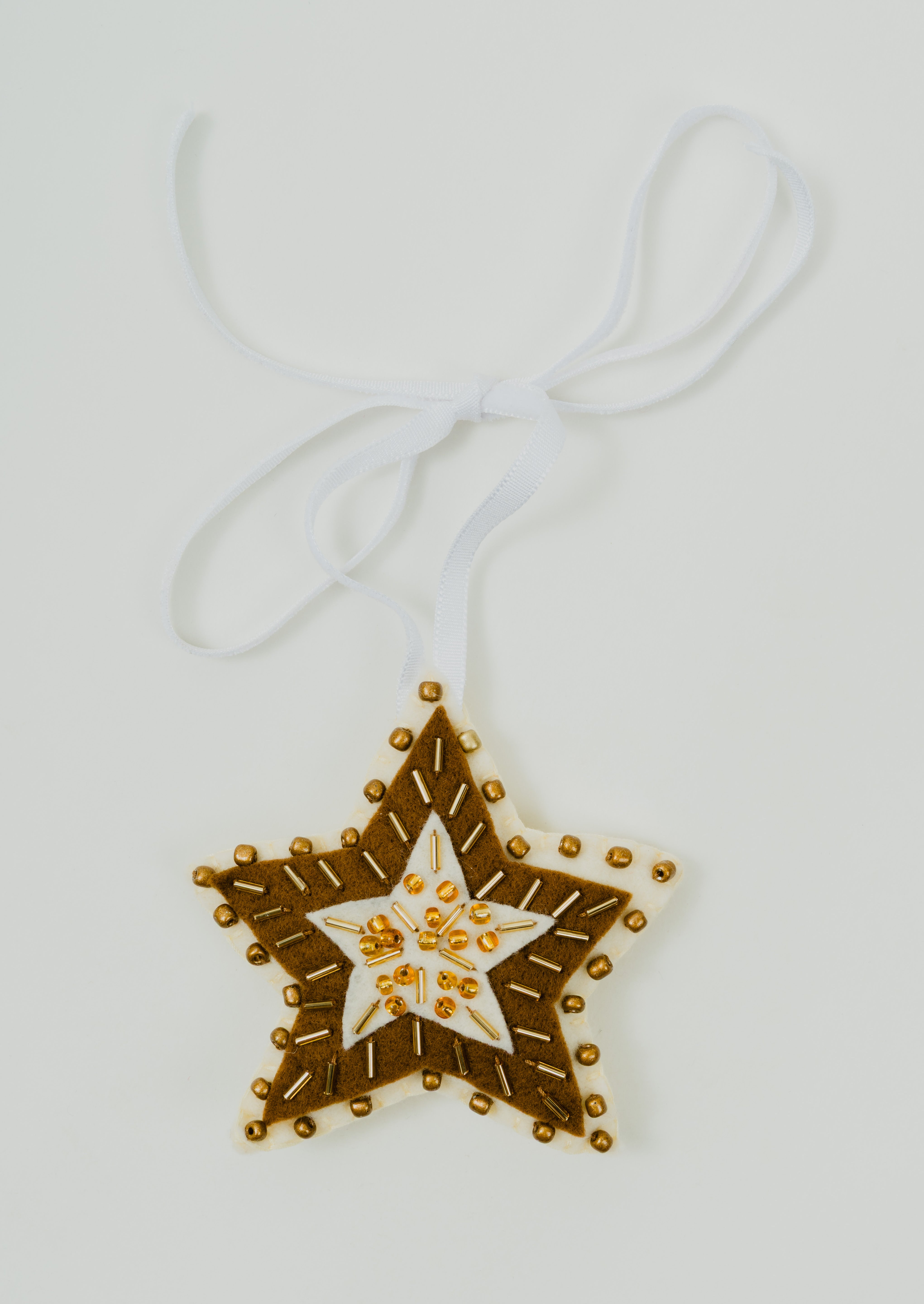 Beaded Olive Star Ornament