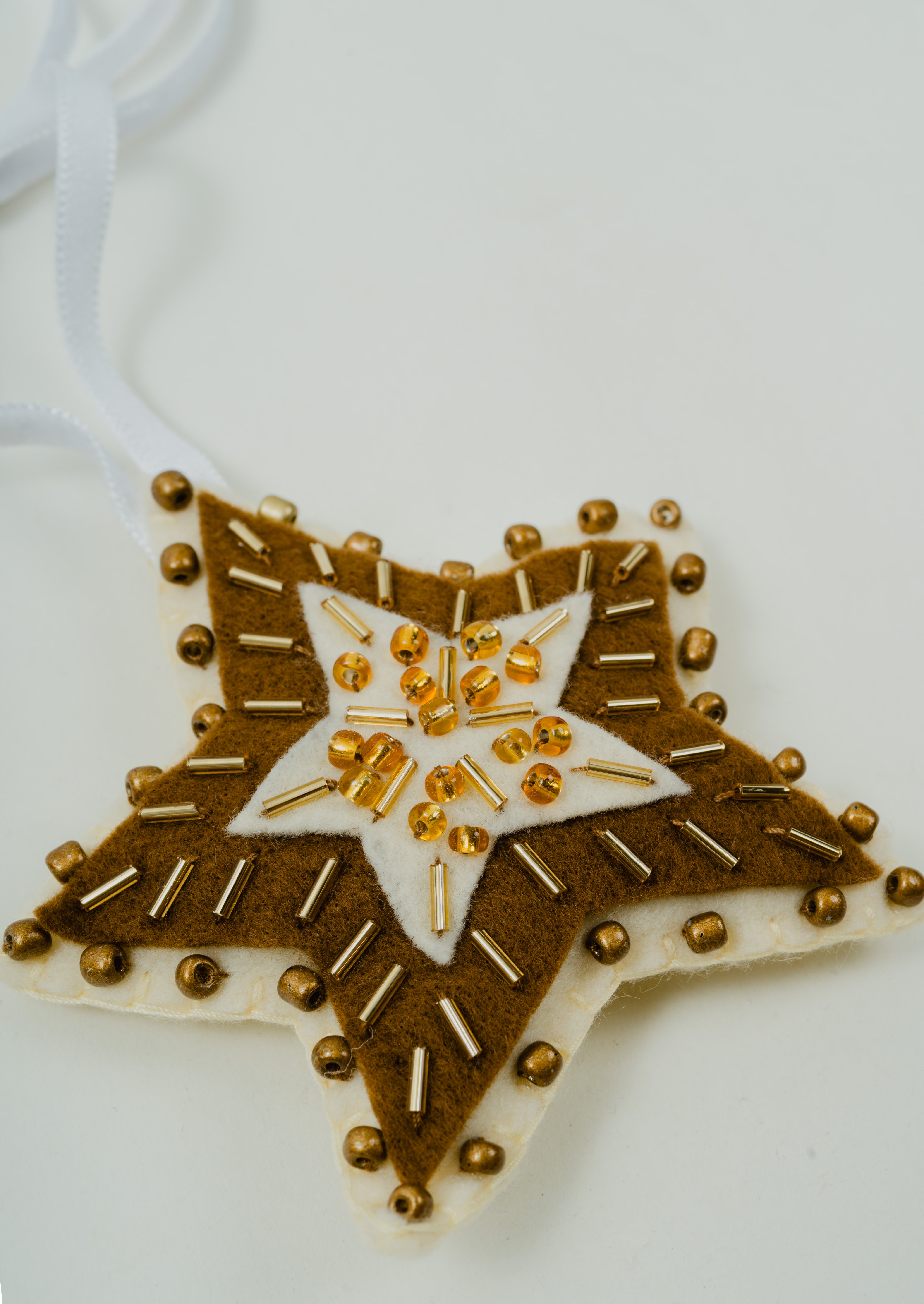 Beaded Olive Star Ornament