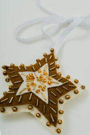 Beaded Olive Star Ornament