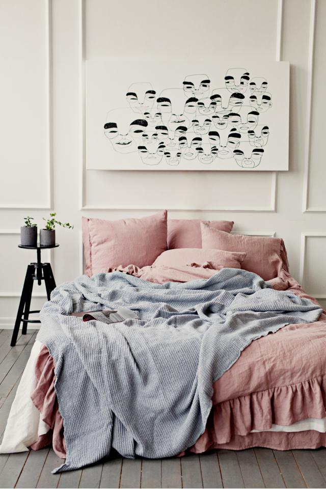 Queen Linen Waffle Coverlet