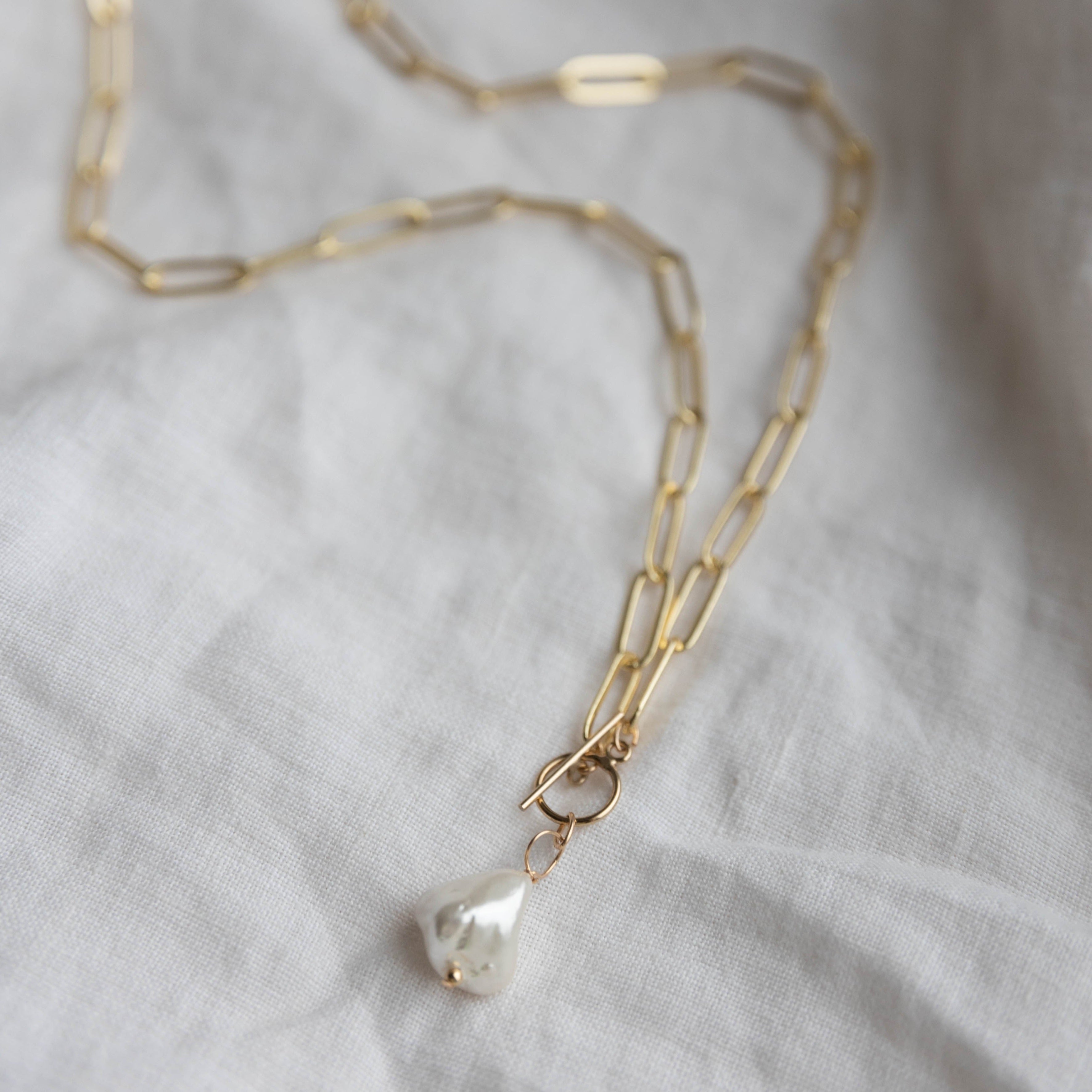 Pearly Paperclip Necklace