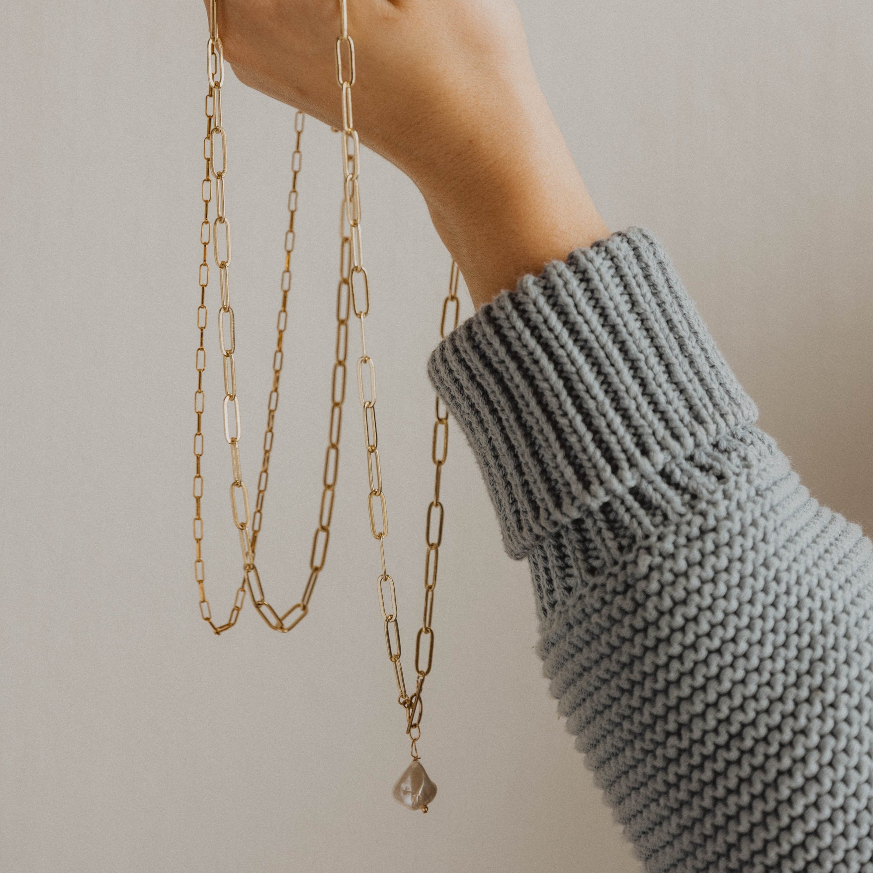 Pearly Paperclip Necklace
