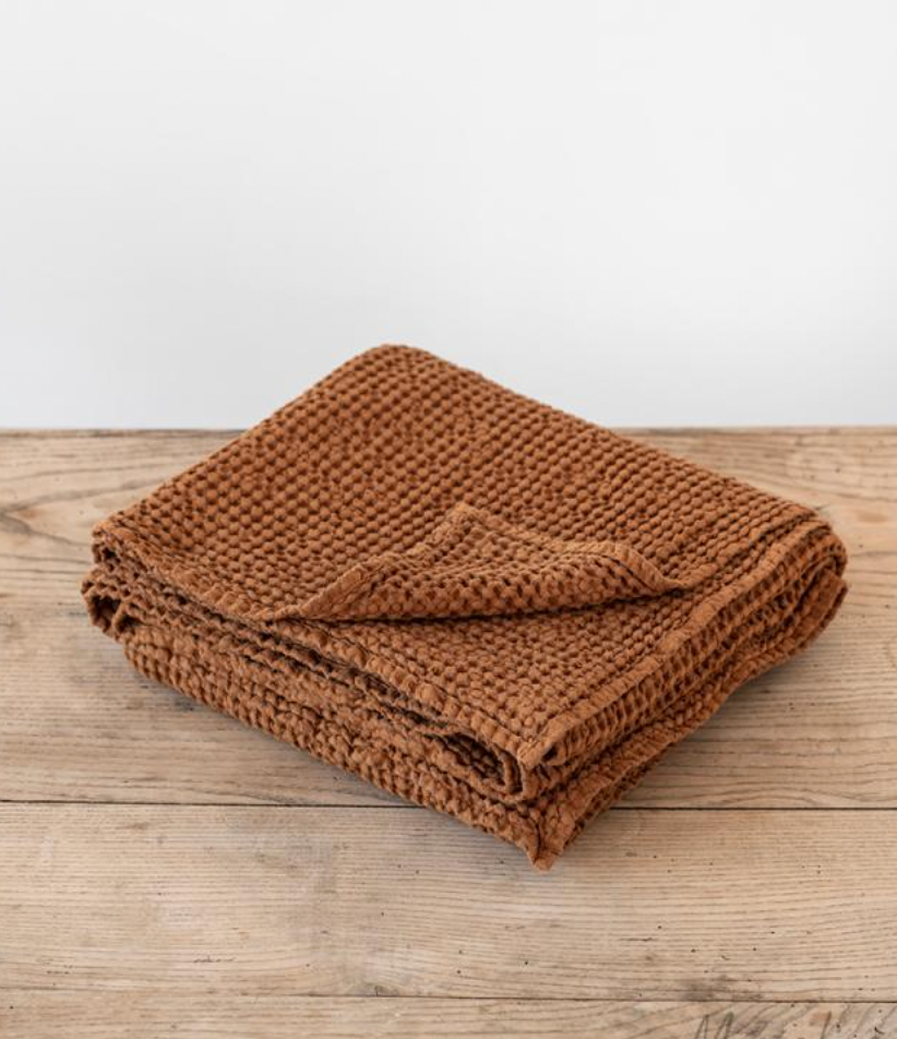 Queen Linen Waffle Coverlet