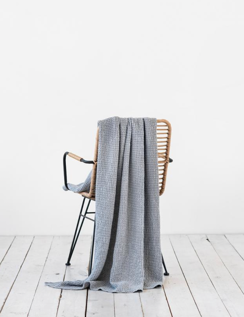 Waffle Linen Throw Blanket