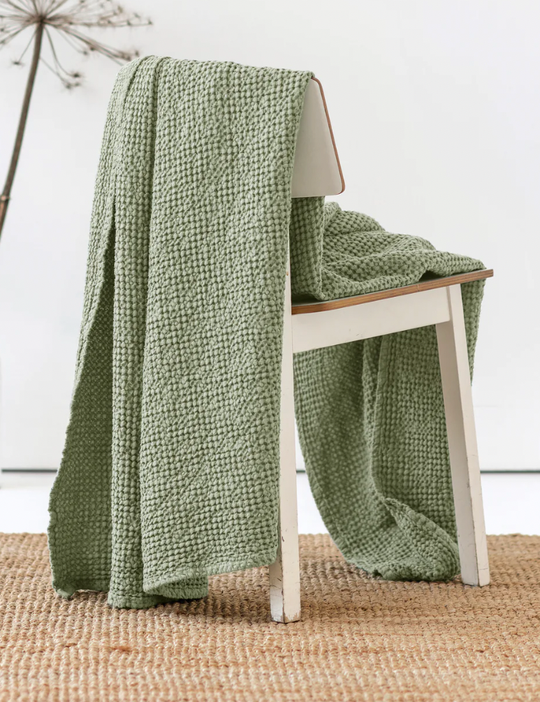 Waffle Linen Throw Blanket