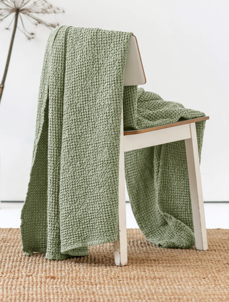 Waffle Linen Throw Blanket